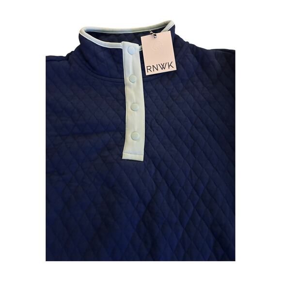 RNWK Renwick Quilted Snap Mock Size XS Blue Depths NWT Retail $125 - Picture 2 of 10
